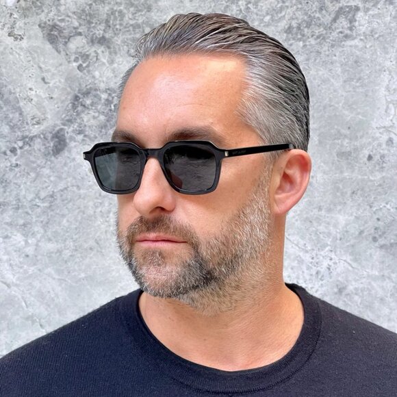 NEW SL715 SLIM 001 SAINT LAURENT SUNGLASSES UNISEX BLACK SQUARE EYEWEAR - Picture 5 of 6